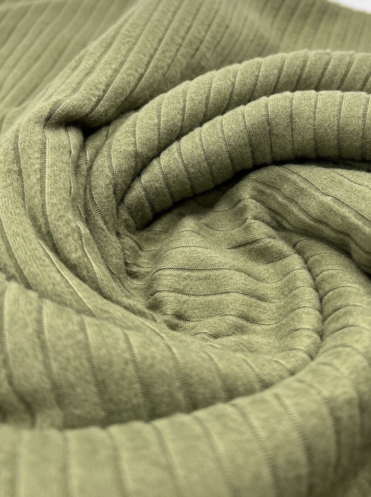Khaki Soft Brushed 8x4 Wide Rib Stretch Fabric
