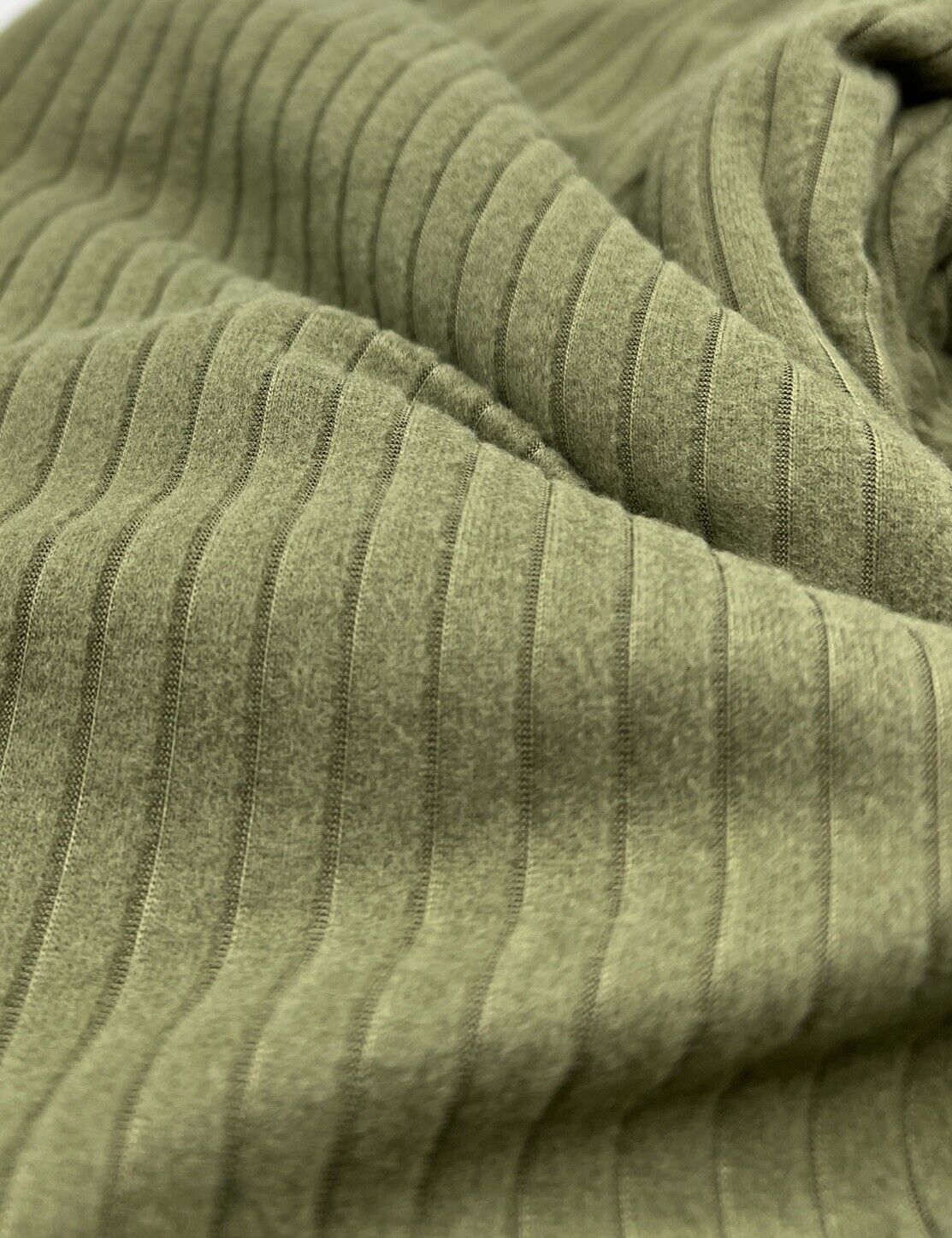 Khaki Soft Brushed 8x4 Wide Rib Stretch Fabric