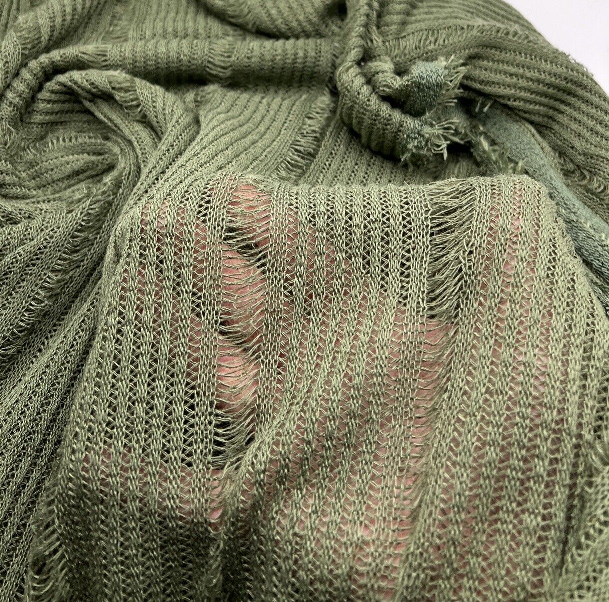 Khaki Stripe Knitted Stretch Fabric