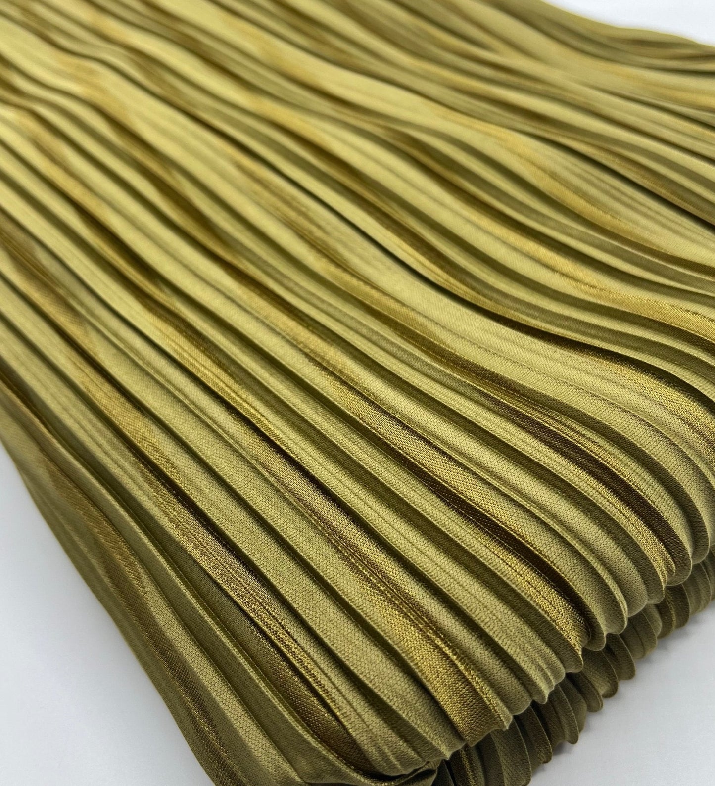 Khaki Stripe Plisse Pleated Stretch Fabric