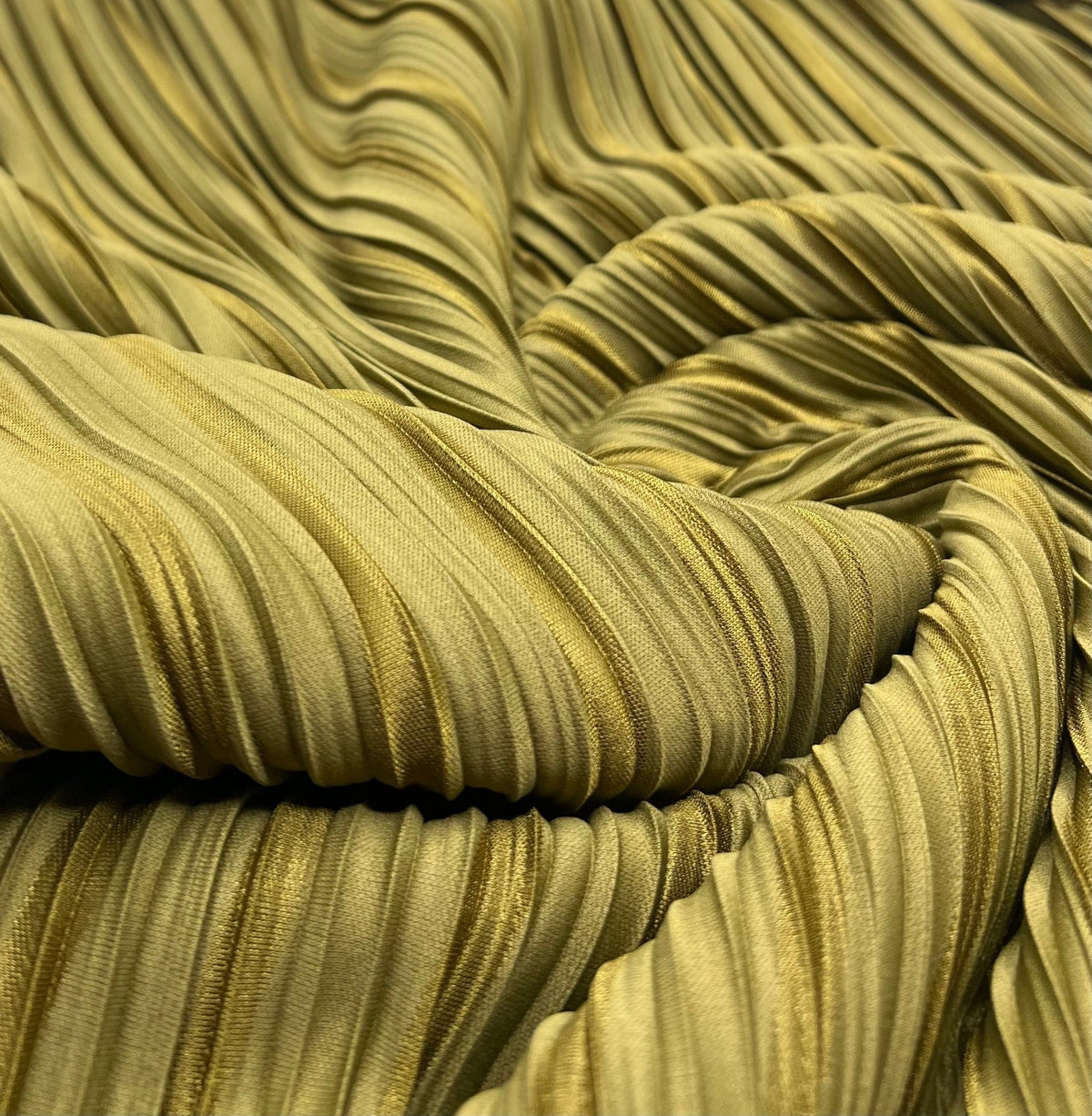 Khaki Stripe Plisse Pleated Stretch Fabric