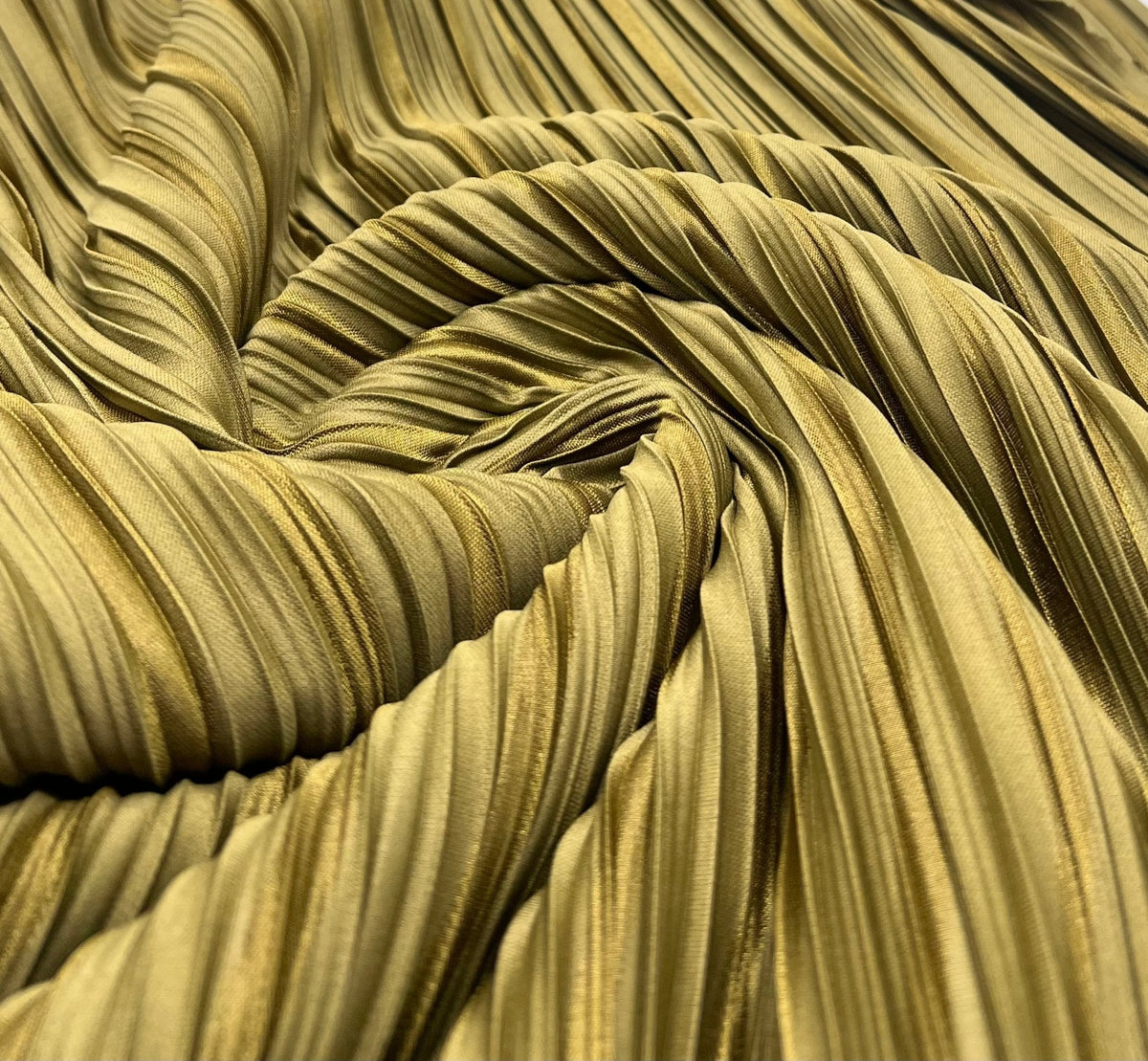 Khaki Stripe Plisse Pleated Stretch Fabric