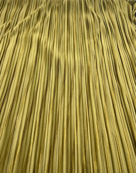 Khaki Stripe Plisse Pleated Stretch Fabric