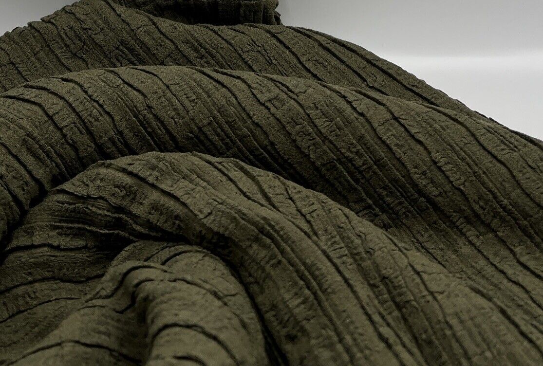 Khaki Thick Textured 4 Way Stretch Fabric