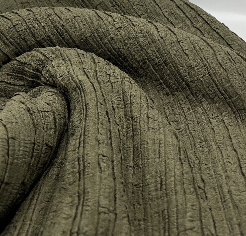 Khaki Thick Textured 4 Way Stretch Fabric