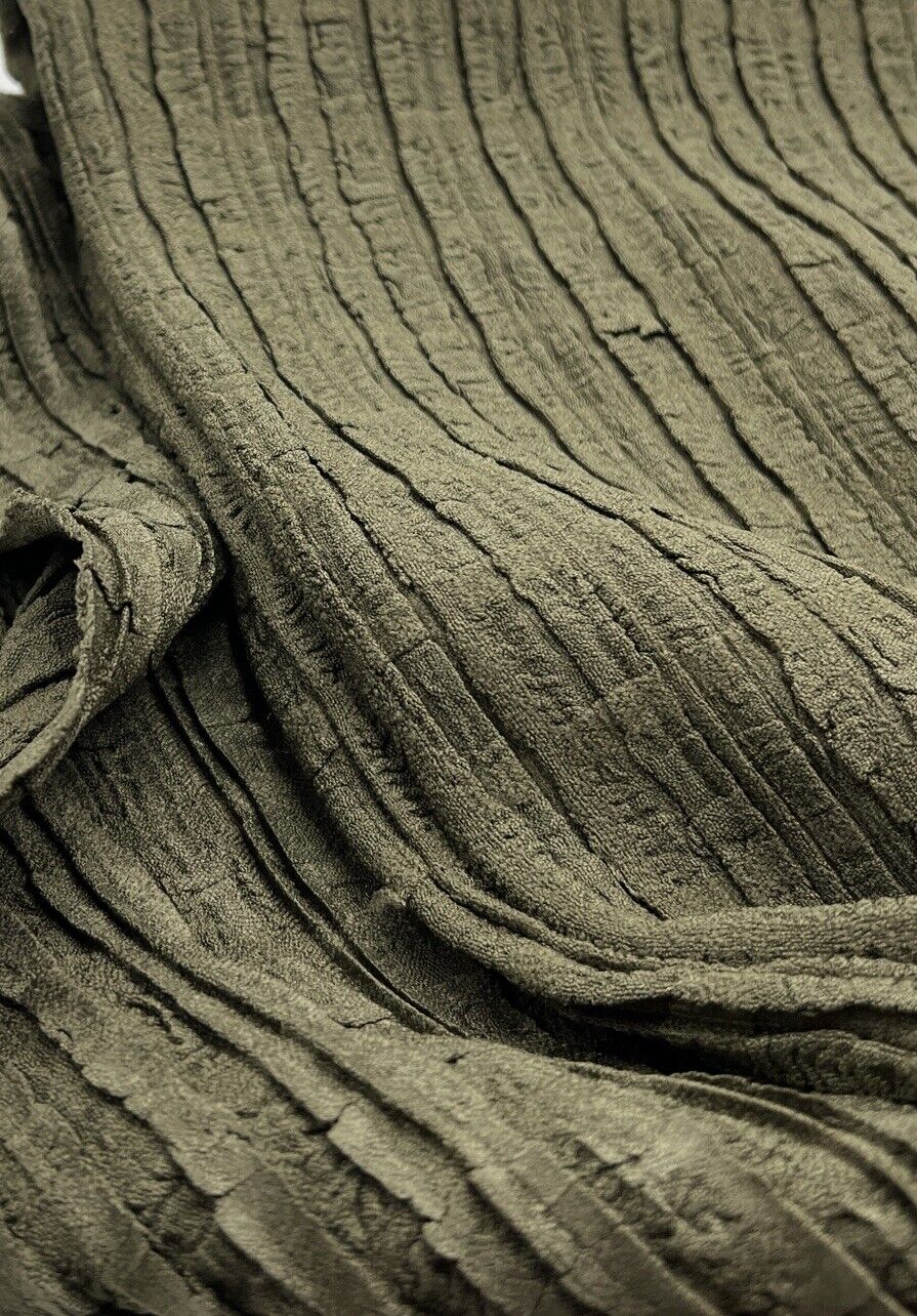Khaki Thick Textured 4 Way Stretch Fabric