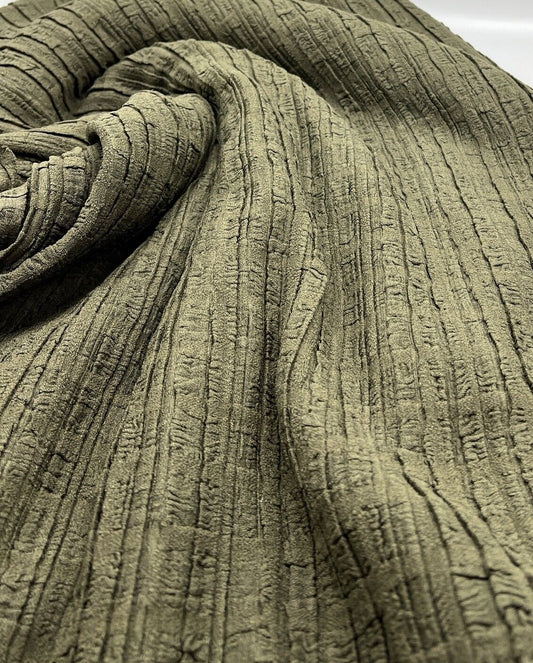 Khaki Thick Textured 4 Way Stretch Fabric