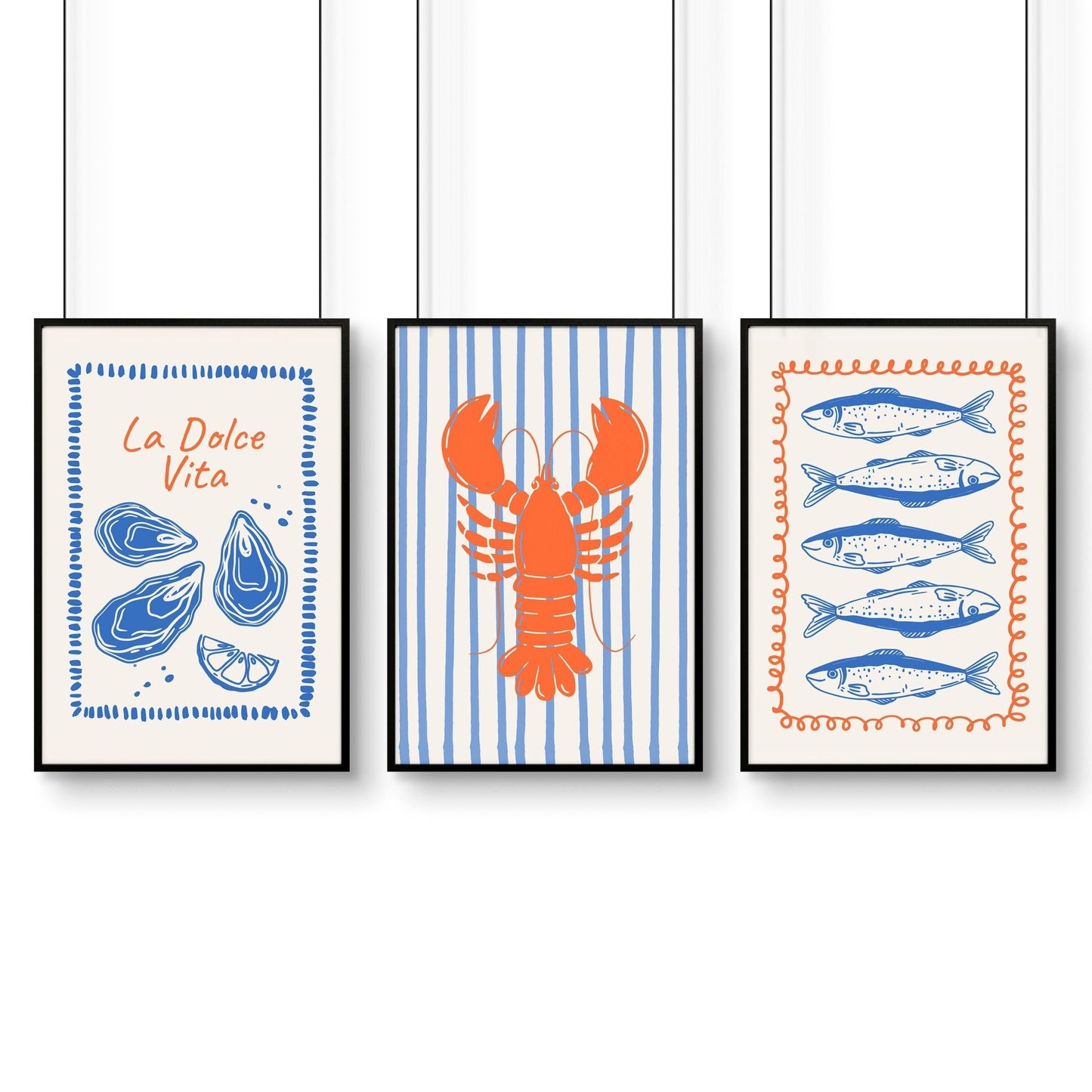 Kitchen Gallery Walls | Set of 3 Italian Lifestyle Wall art Prints