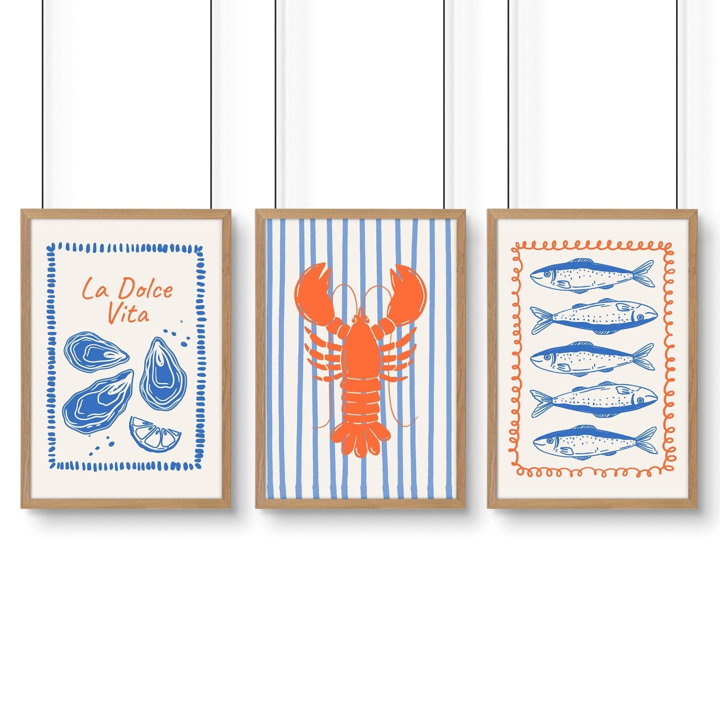 Kitchen Gallery Walls | Set of 3 Italian Lifestyle Wall art Prints