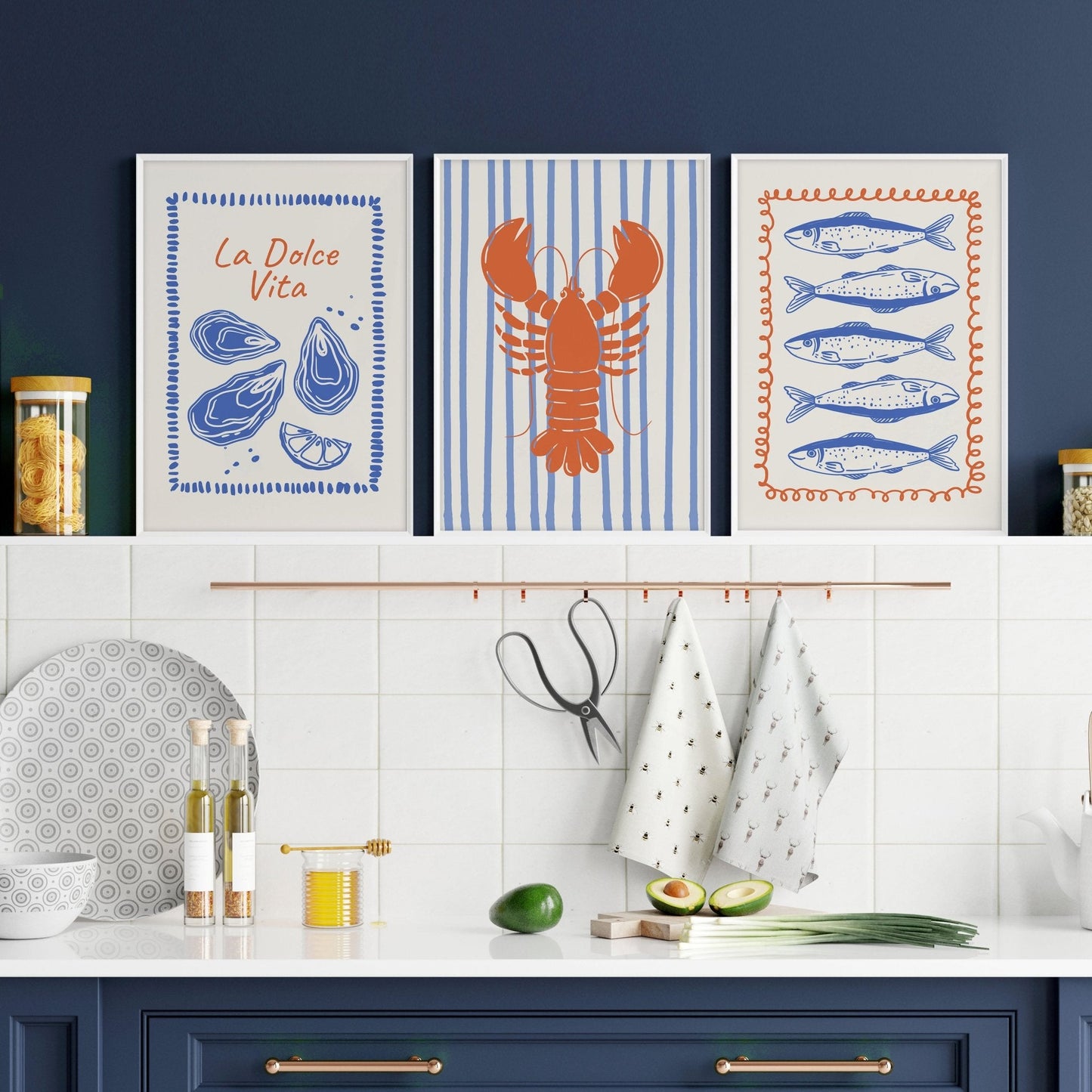 Kitchen Gallery Walls | Set of 3 Italian Lifestyle Wall art Prints