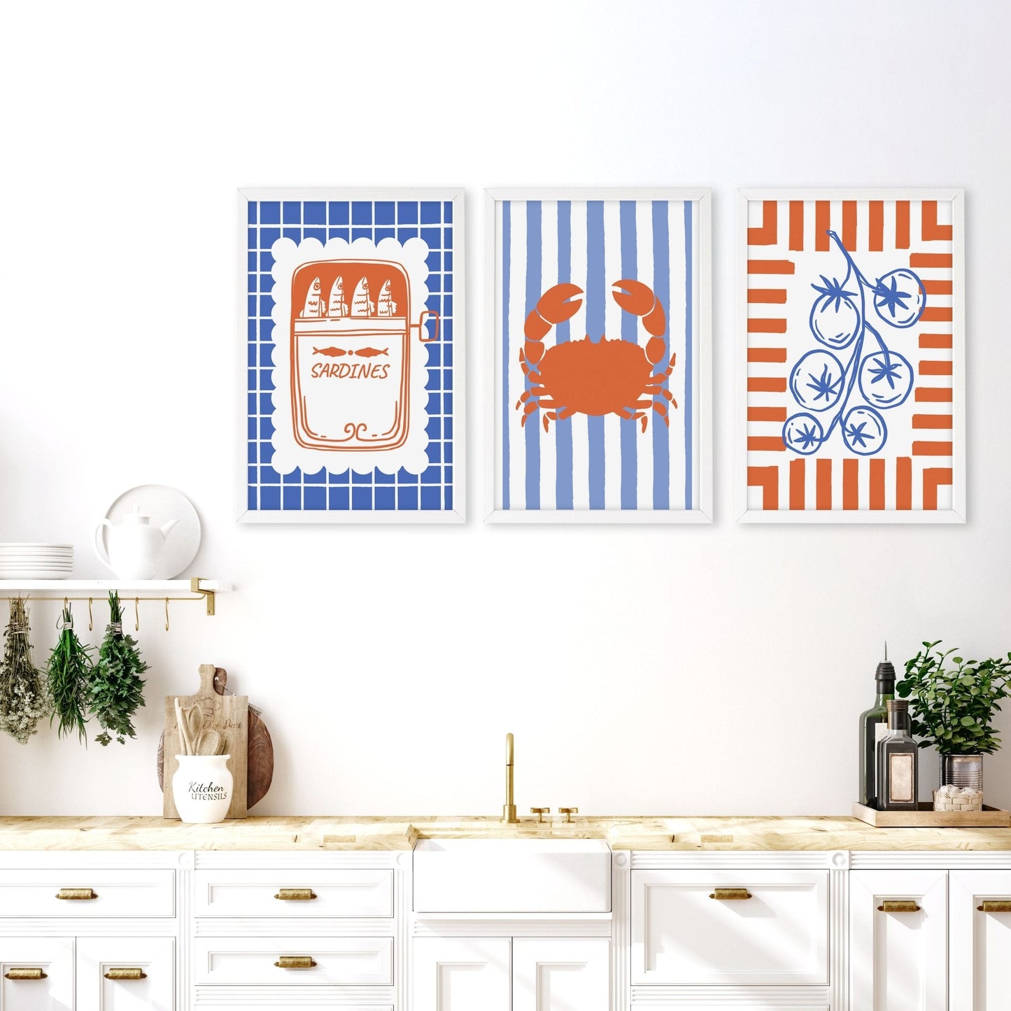 Kitchen Modern Wall Decor | Set of 3 Italian Lifestyle Wall art Prints