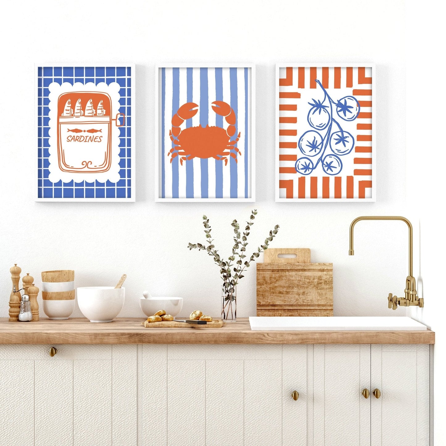Kitchen Modern Wall Decor | Set of 3 Italian Lifestyle Wall art Prints