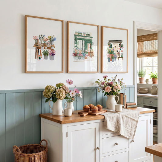 Kitchen Prints Cottage Flower Shop Wall Art | Set of 3