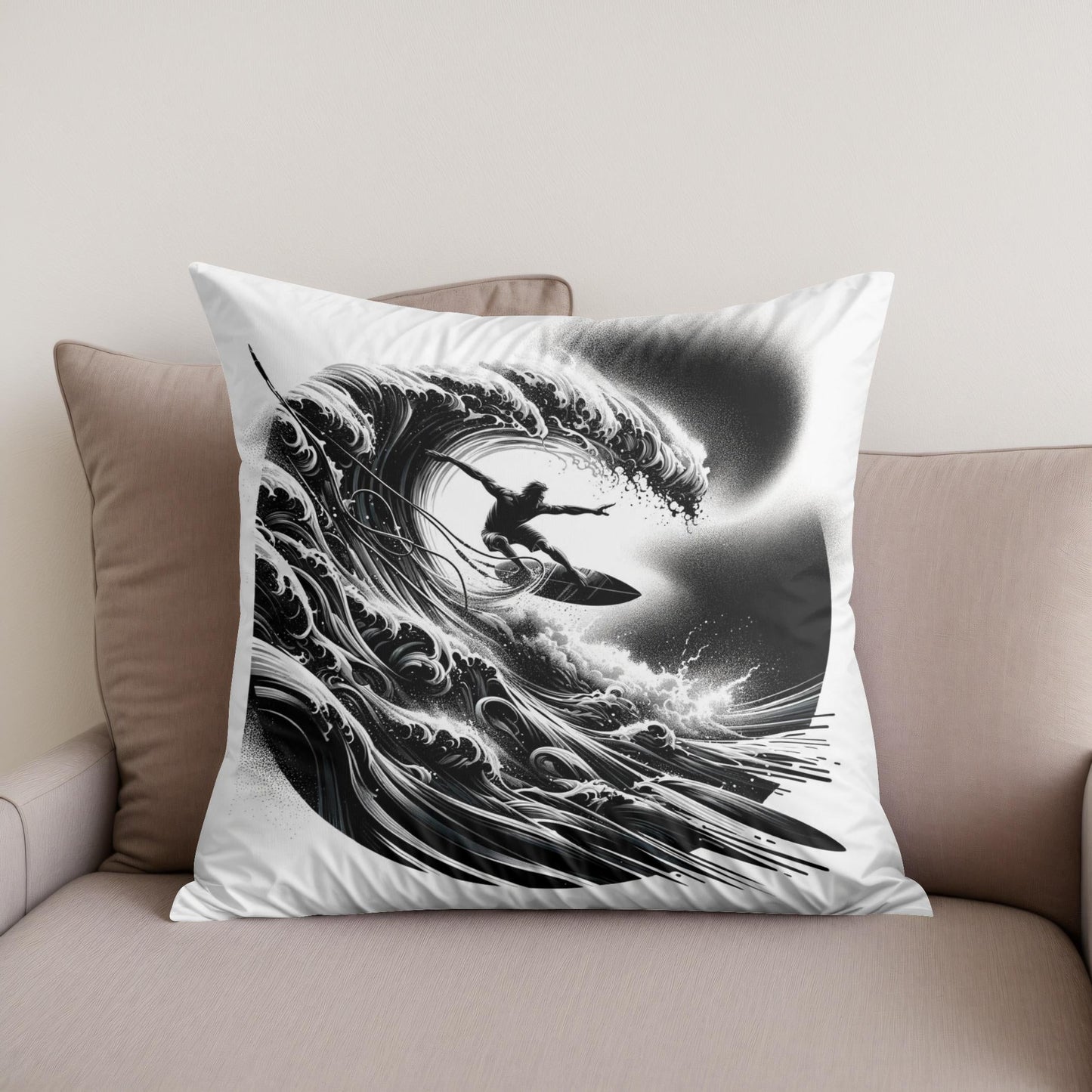 Surge of the Silver Wave Cotton Cushion
