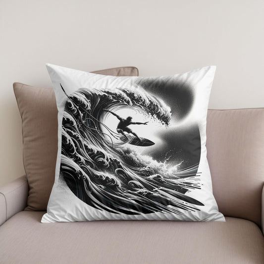 Surge of the Silver Wave Cotton Cushion