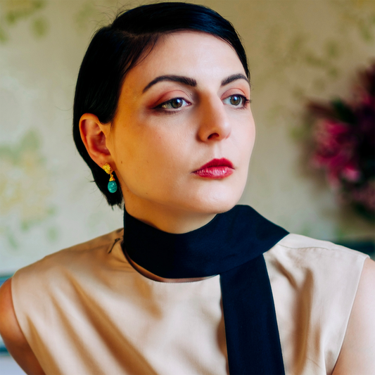 Knot Drop Gemstone Earrings Lapis