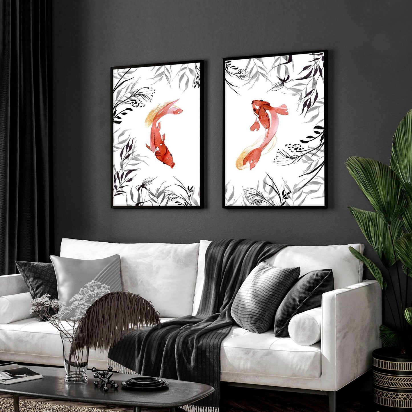 Koi wall art | set of 2 framed wall art