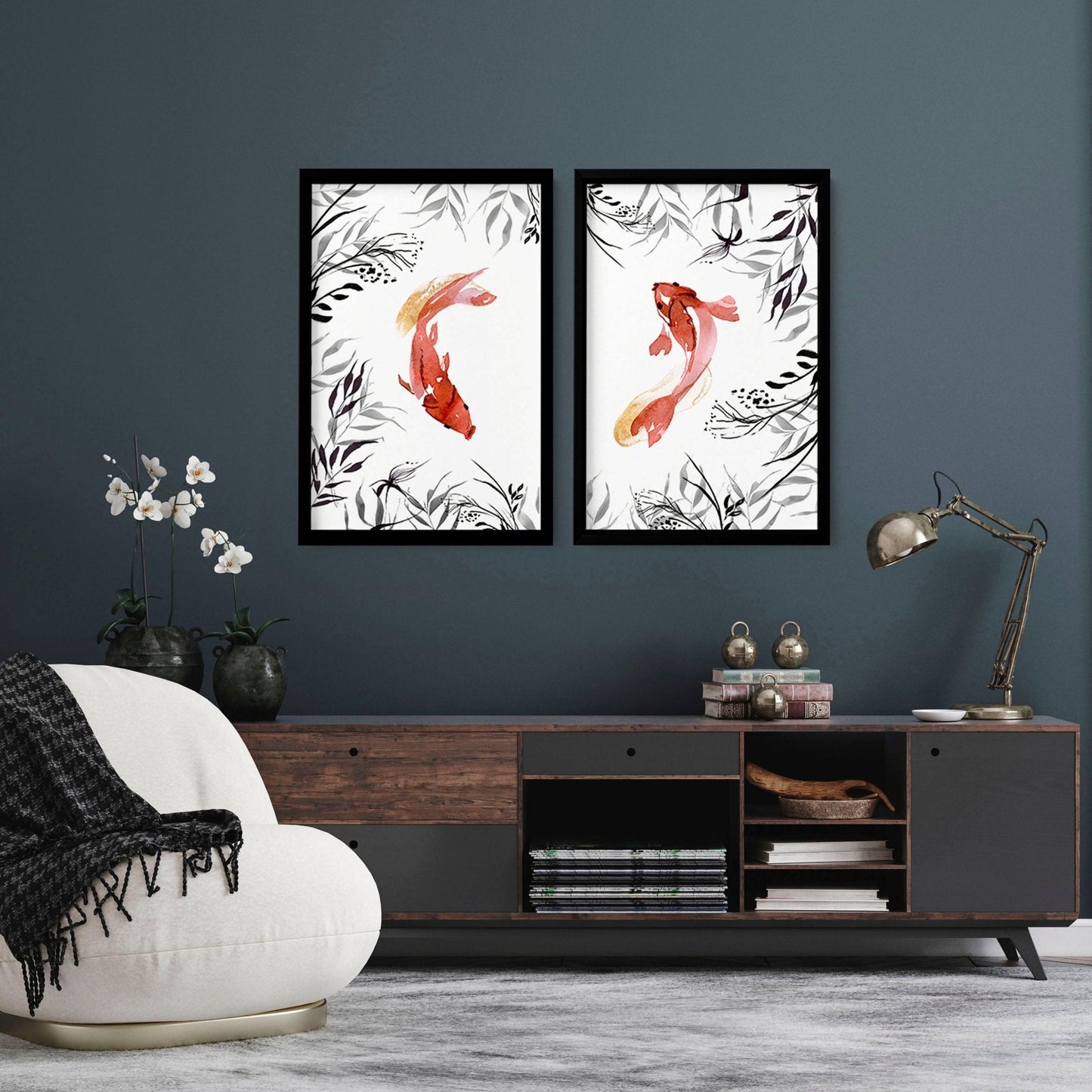 Koi wall art | set of 2 framed wall art