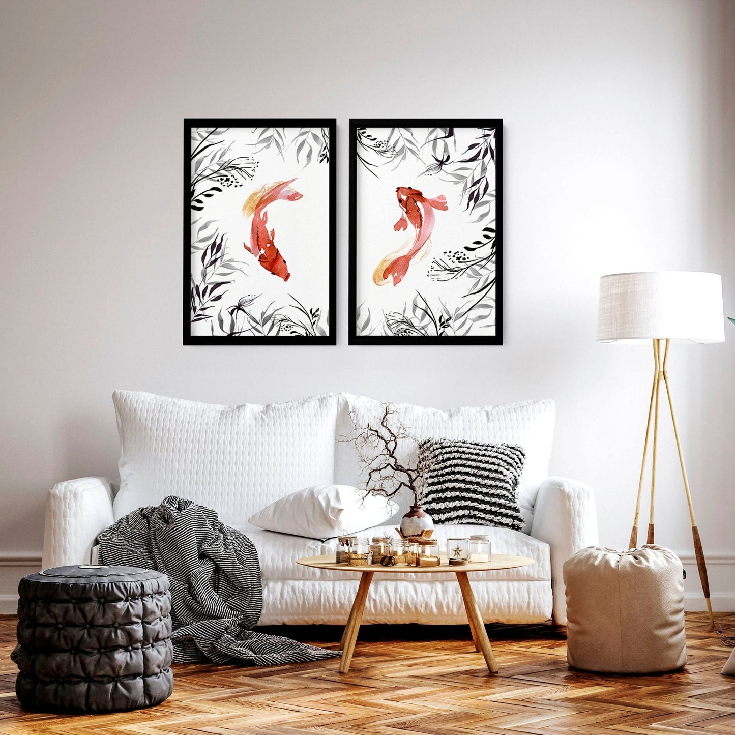 Koi wall art | set of 2 framed wall art