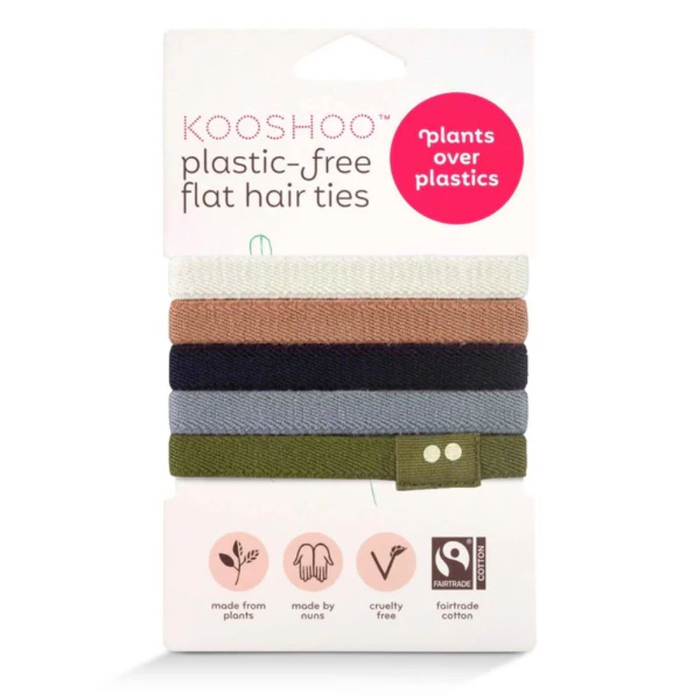 KOOSHOO Classics Organic Plastic-Free Hair Ties – 5 Pack