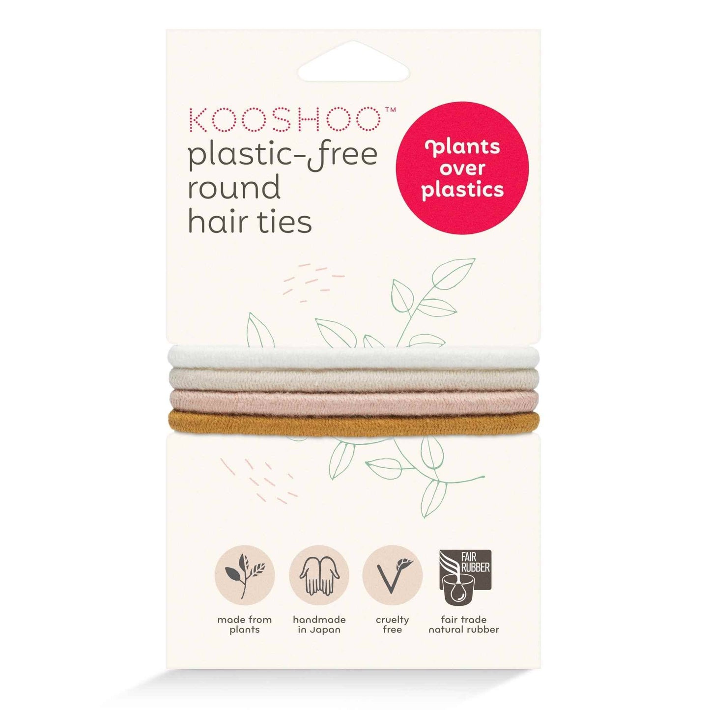 KOOSHOO Plastic-Free Round Hair Ties Mondo 4-Pack – Golden Fibres