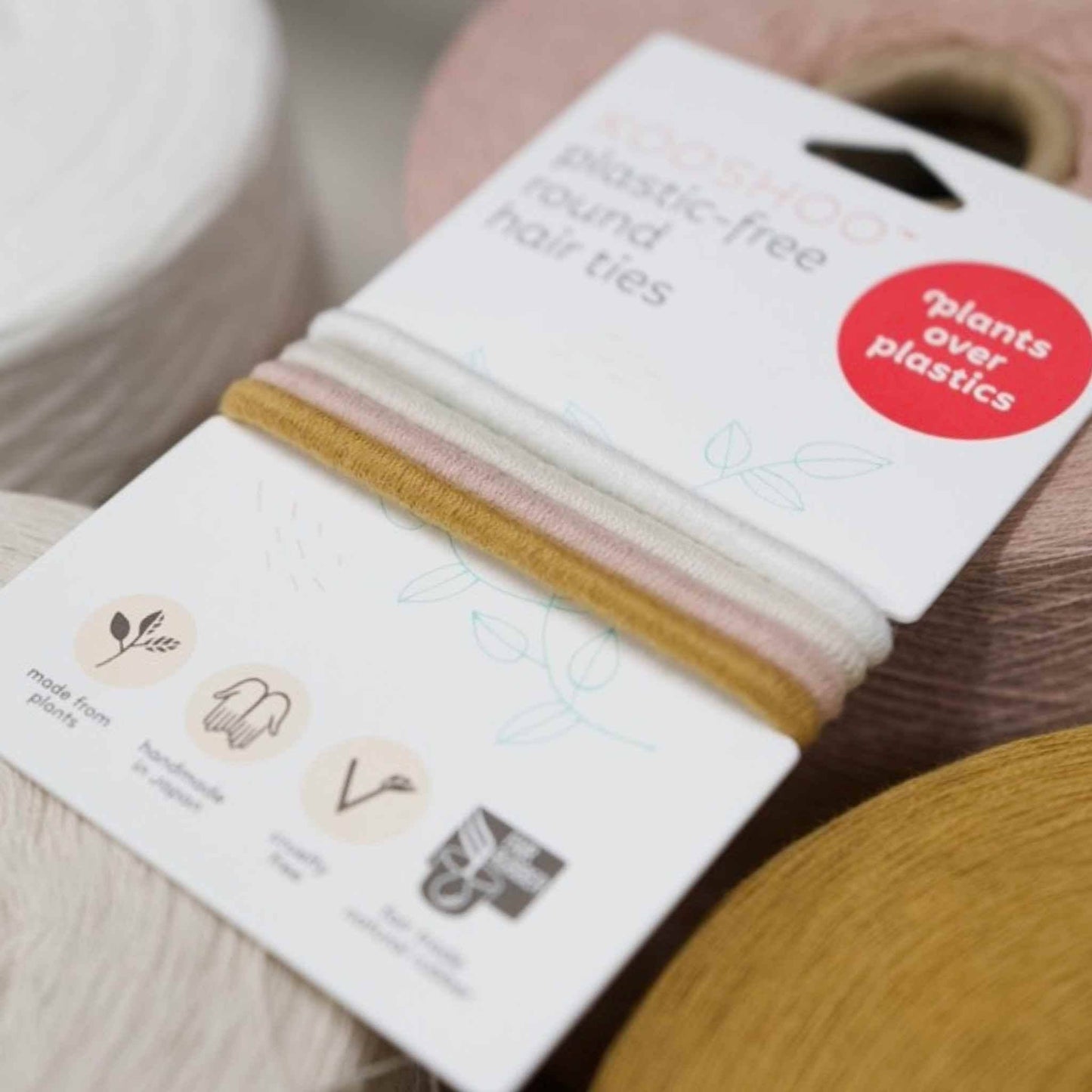 KOOSHOO Plastic-Free Round Hair Ties Mondo 4-Pack – Golden Fibres