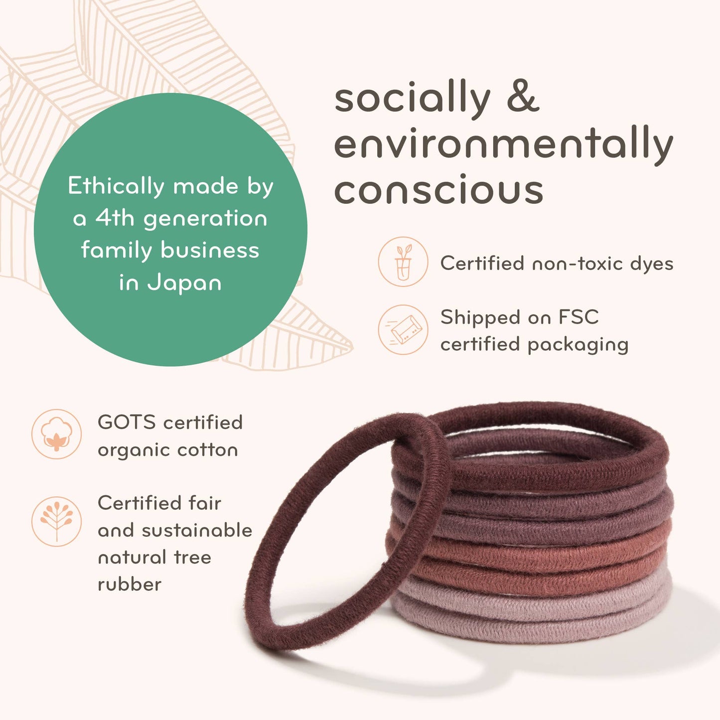 KOOSHOO Plastic-Free Round Hair Ties Mondo 4-Pack – Golden Fibres