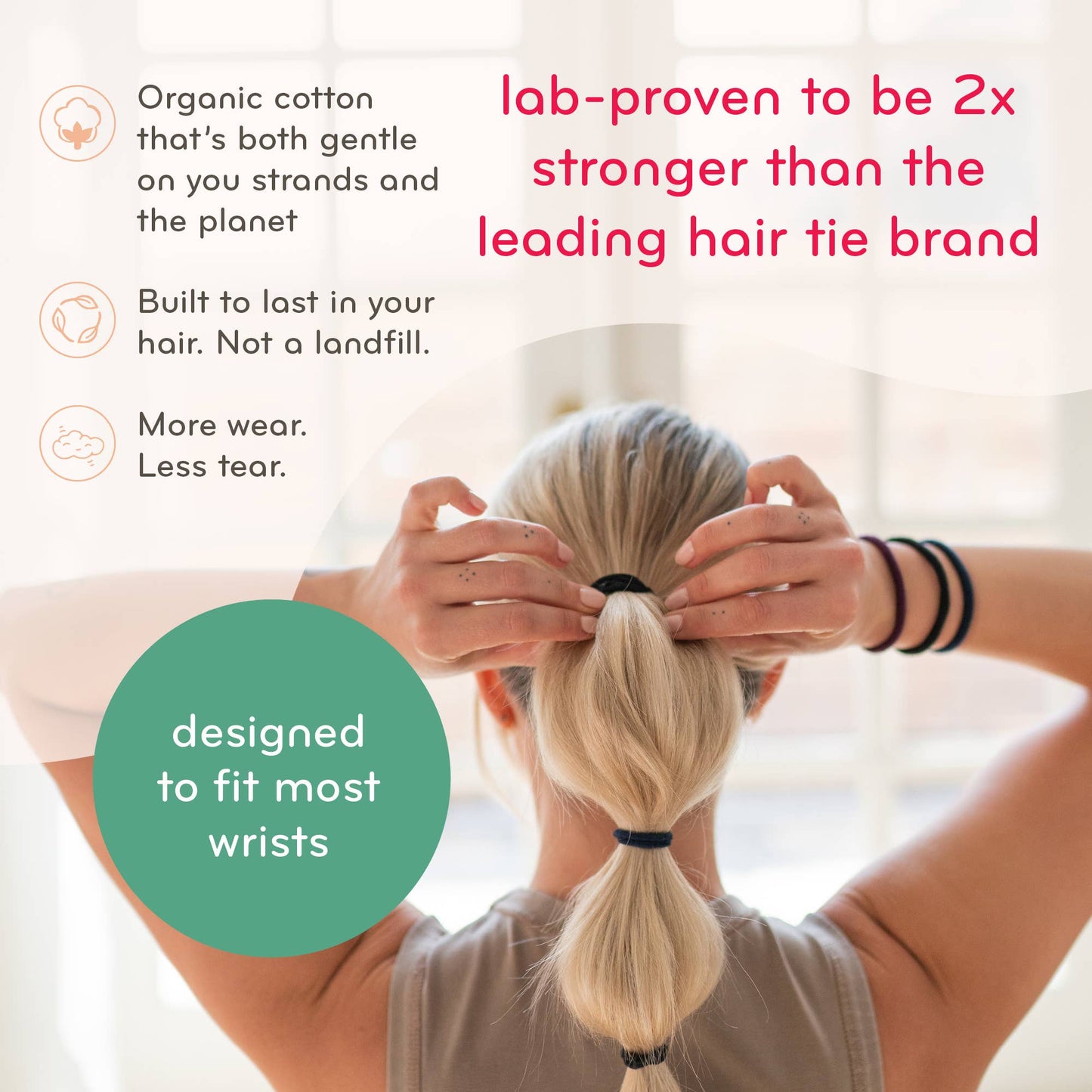 KOOSHOO Plastic-Free Round Hair Ties Mondo 4-Pack – Golden Fibres