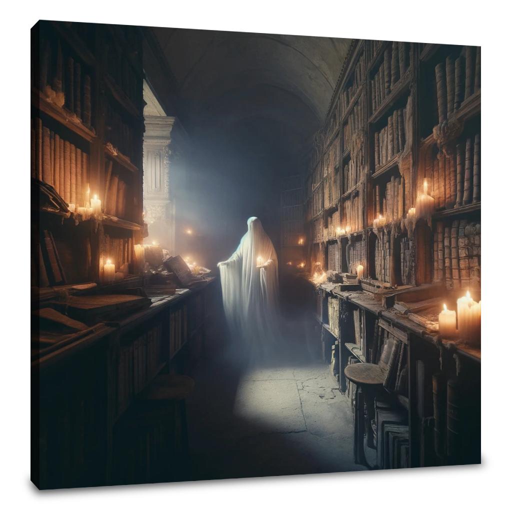Ghostly Scholar's Library Canvas