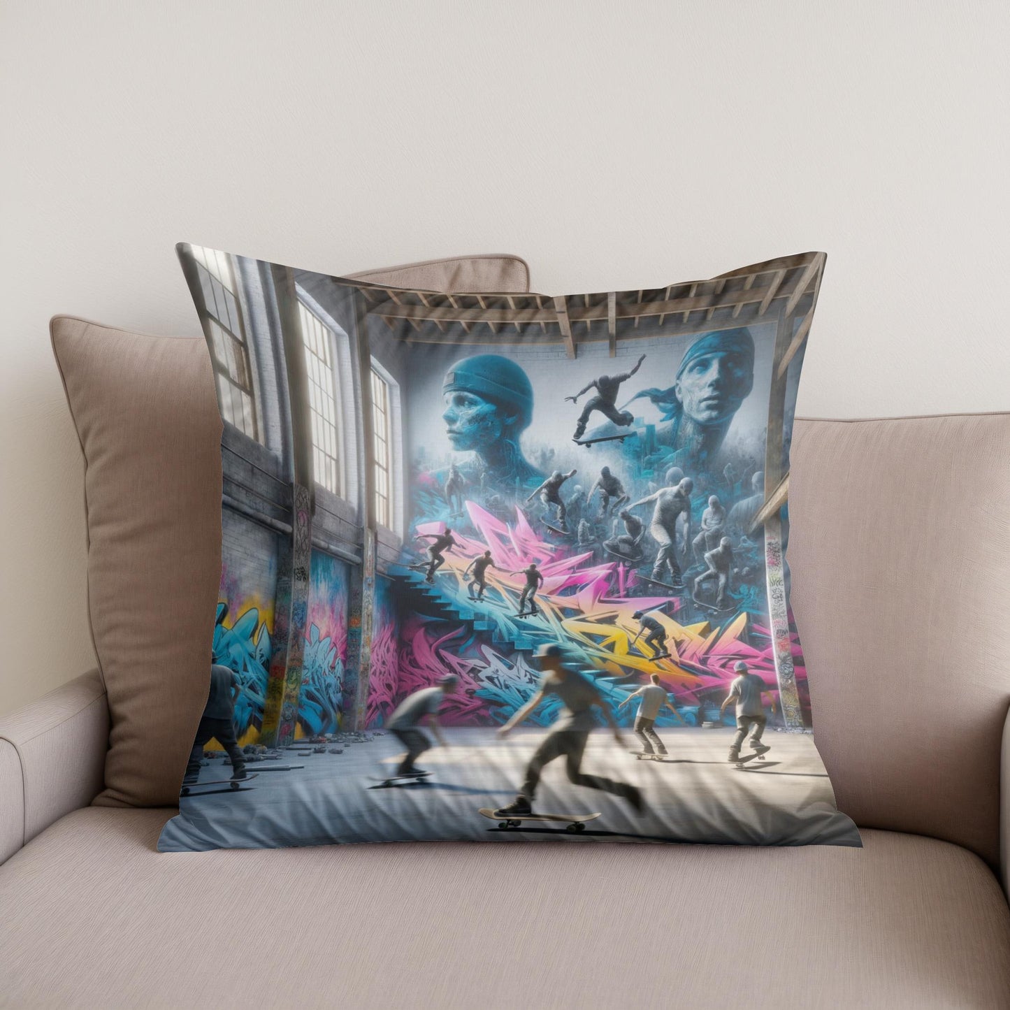 Skateboard Symphony Cotton Cushion