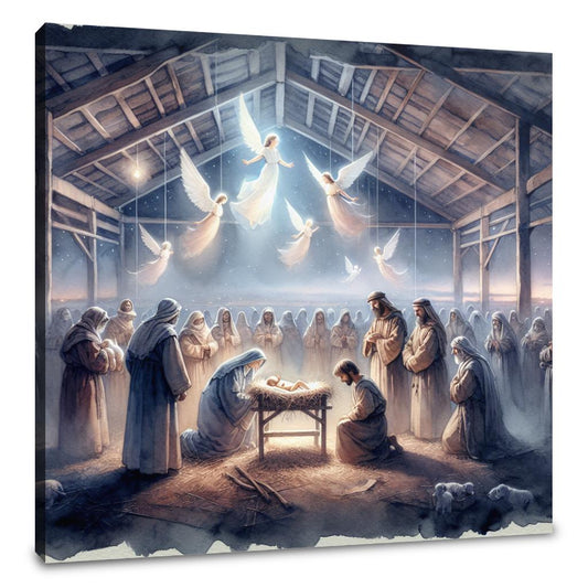 Serene Nativity Nightfall Canvas