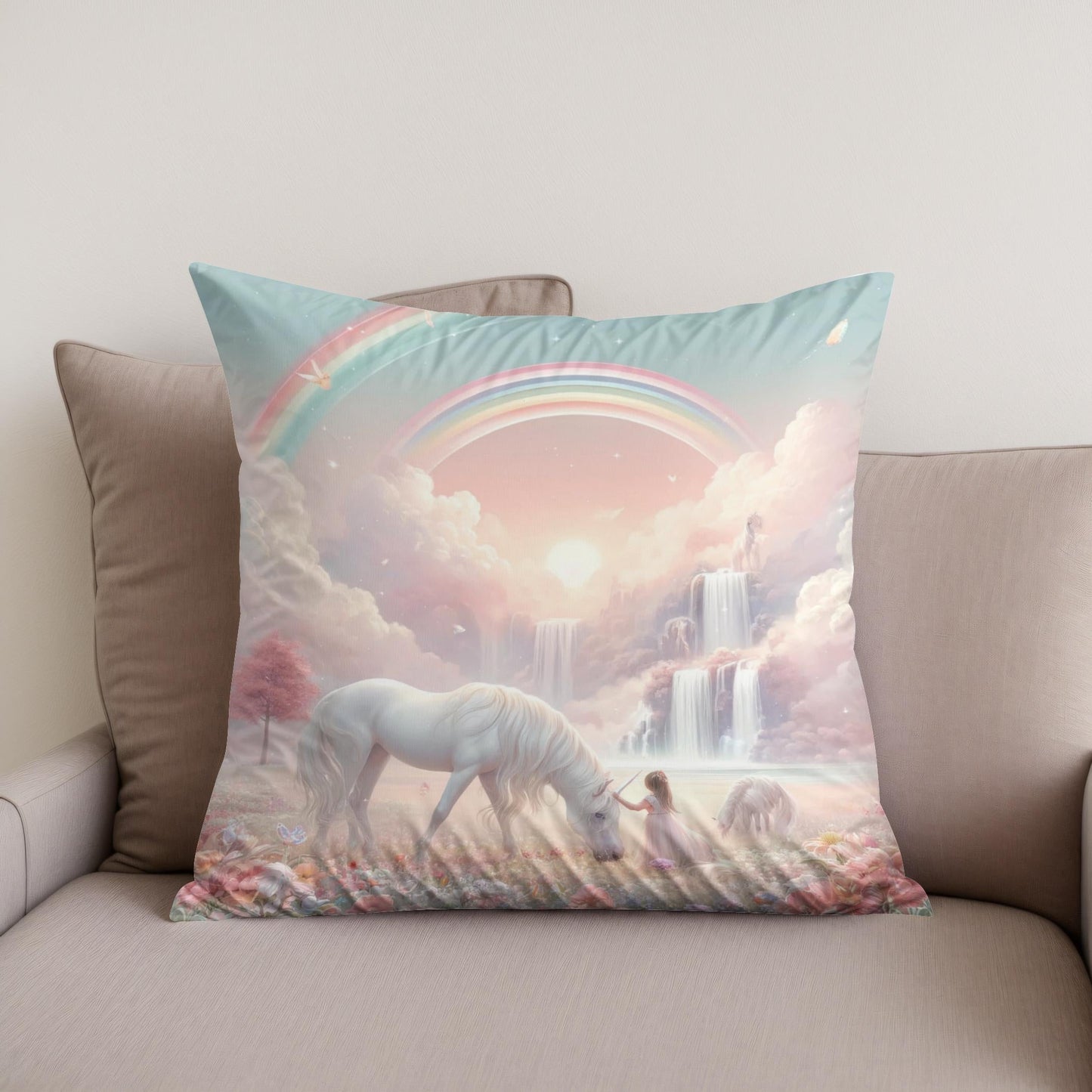 Enchanted Unicorn Meadow Cotton Cushion