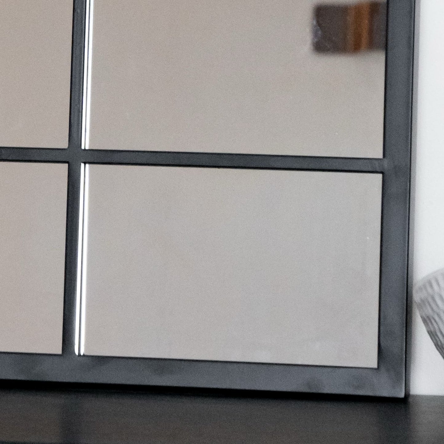 Kyō - Black Metal Rectangle Lattice Window Mirror - 90cm x 70cm