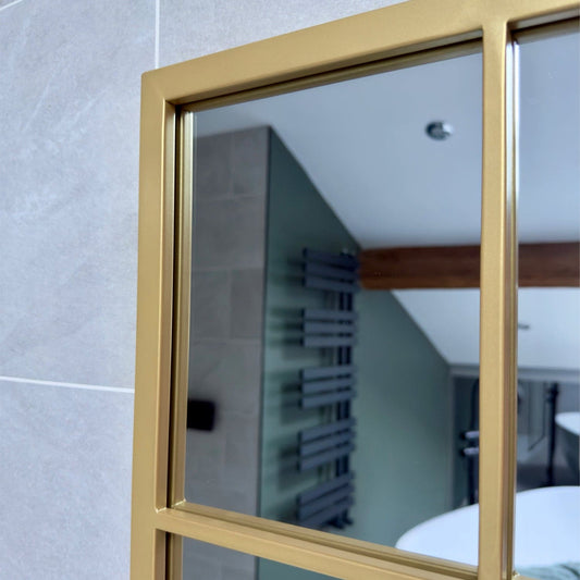 Kyō - Full Length Gold Metal Rectangle Lattice Grid Mirror - 150cm x 60cm