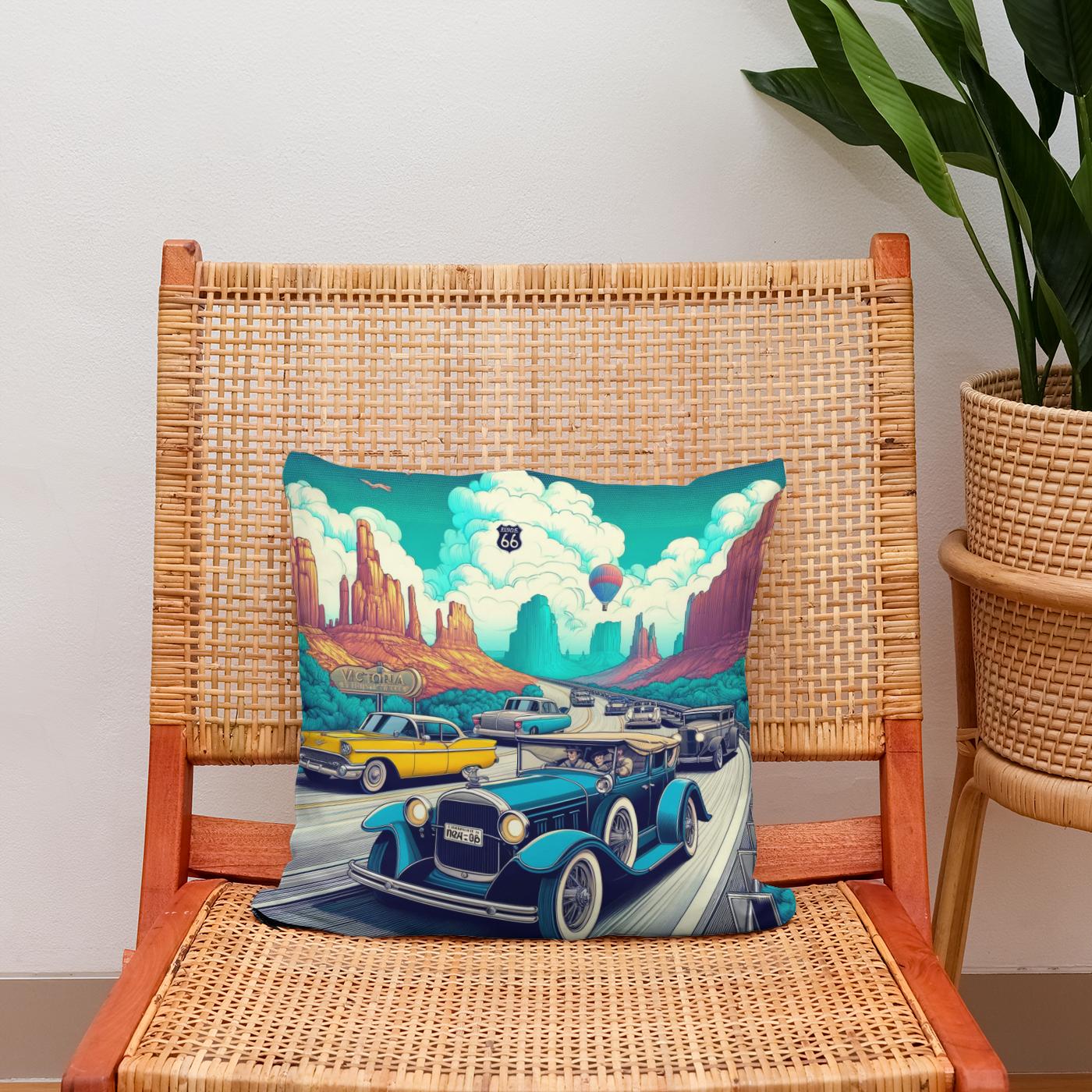 Retro Road Trip Cotton Cushion