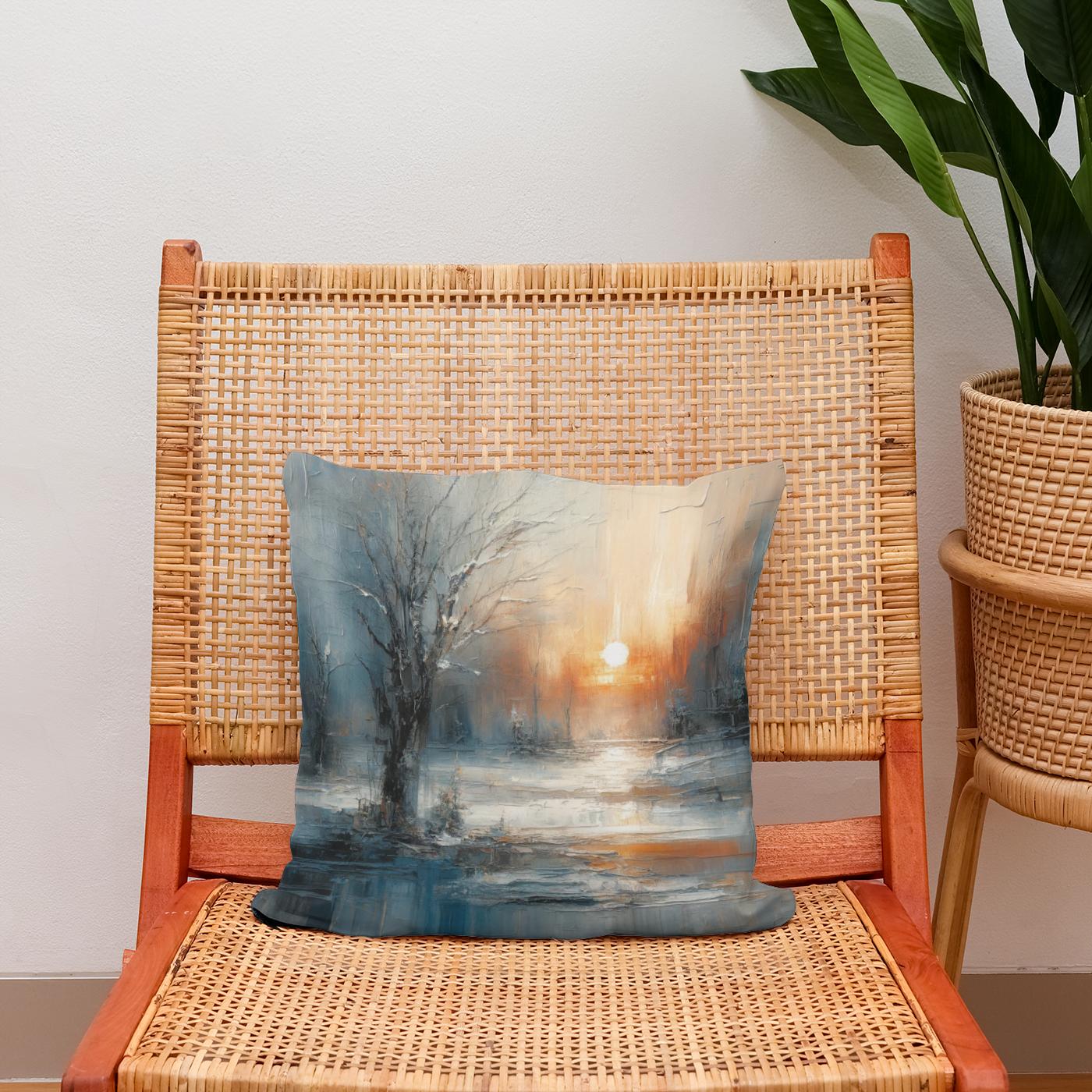 Winter Solitude Symphony Cotton Cushion