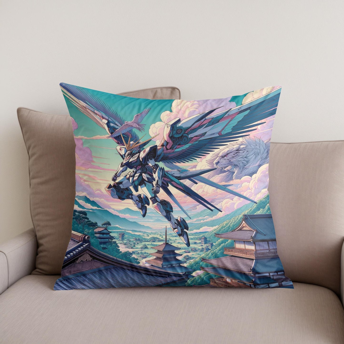 Skybound Mecha Warrior Cotton Cushion