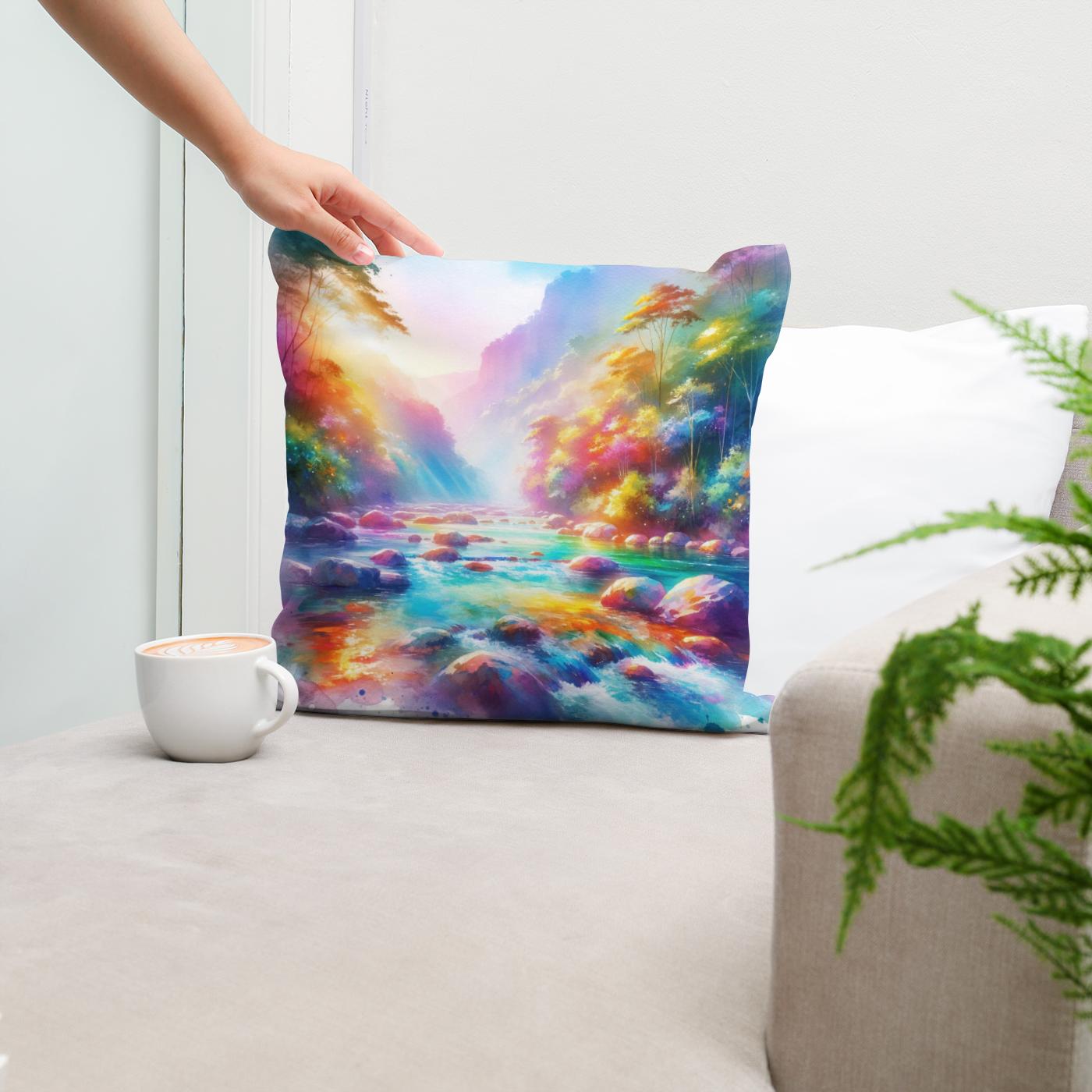 Rainbow River Cotton Cushion