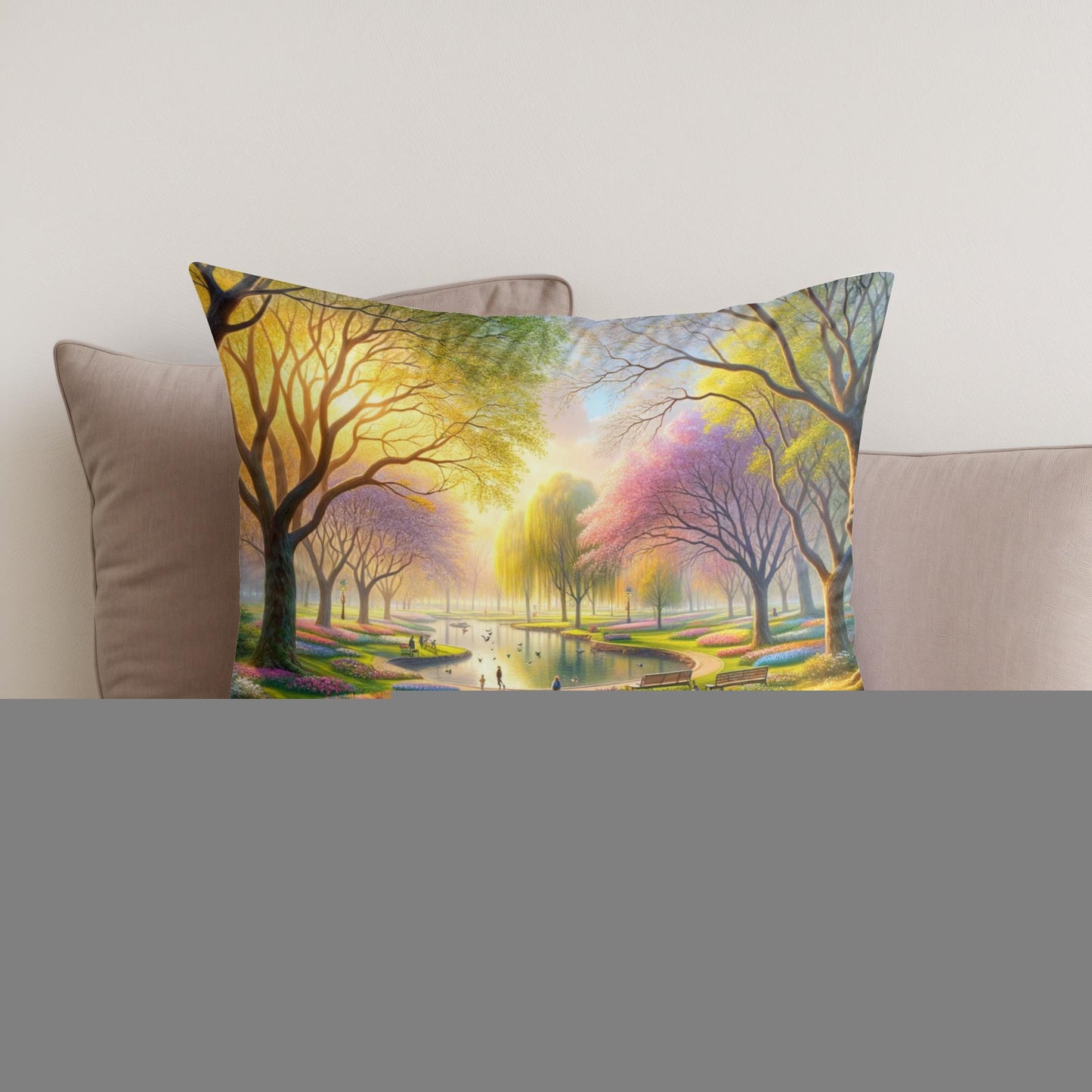 Spring's Embrace Park Cotton Cushion