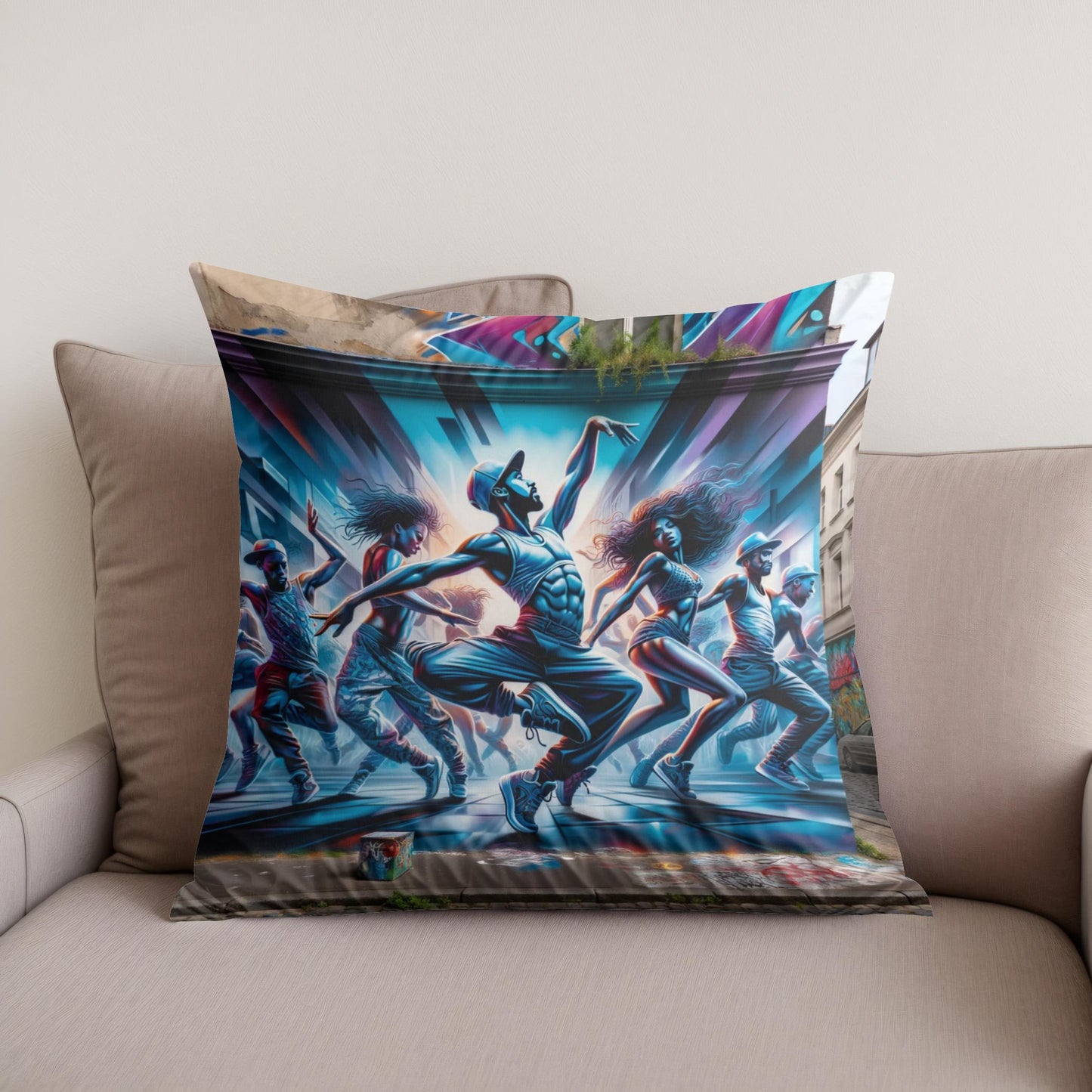Dance of the Streets Cotton Cushion