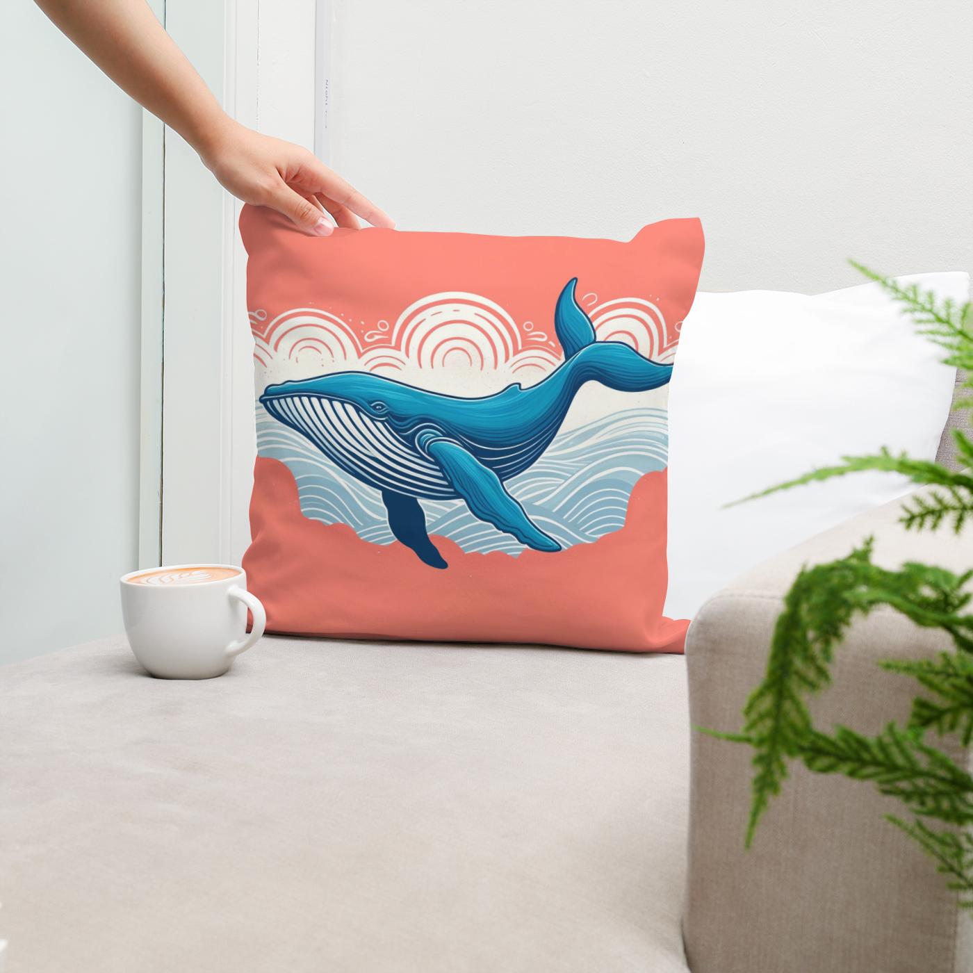 Serene Whale Cotton Cushion