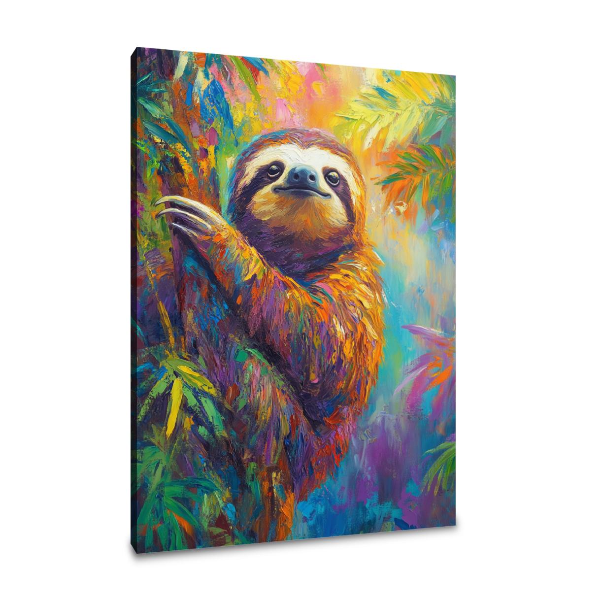 Rainbow Joy Sloth Canvas