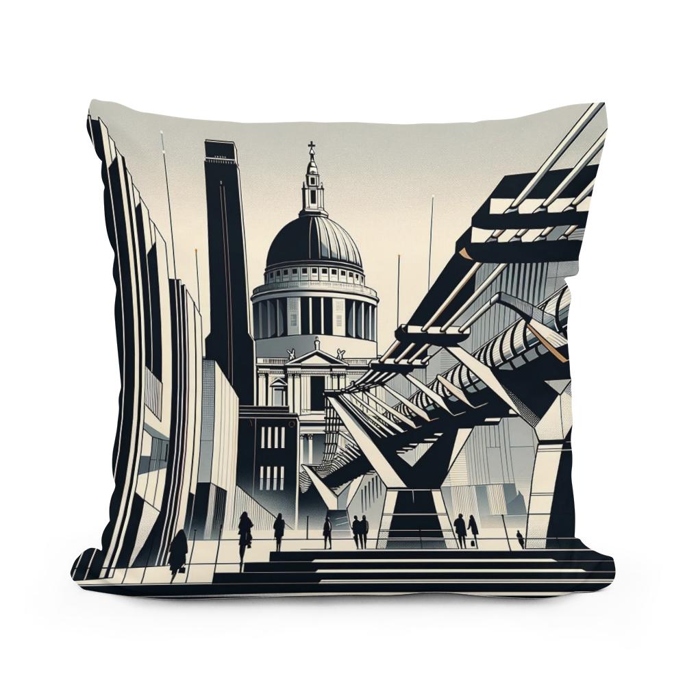 London Tate Modern and Millennium Bridge Modernist Cotton Cushion
