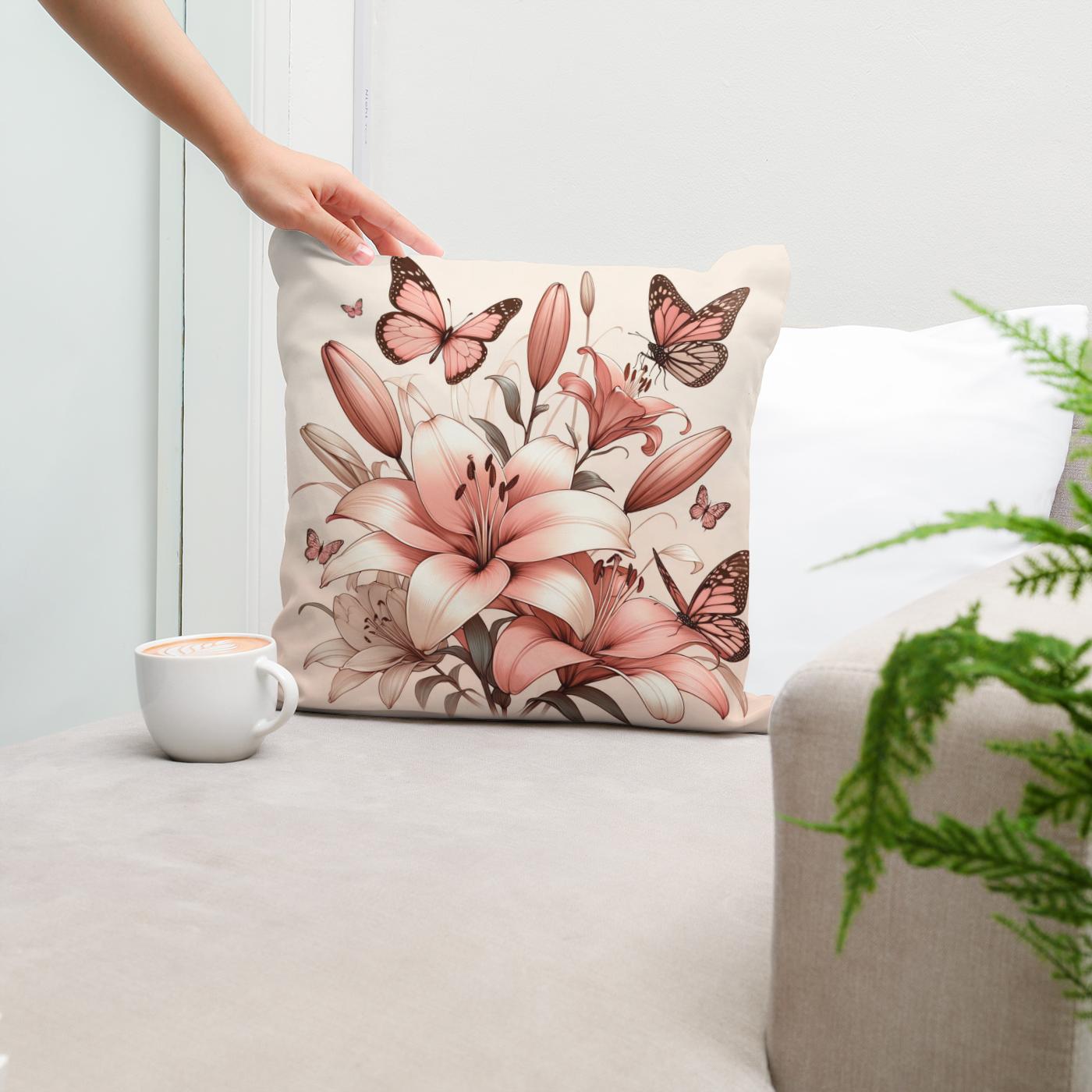 Blush Lily Whispers Cotton Cushion