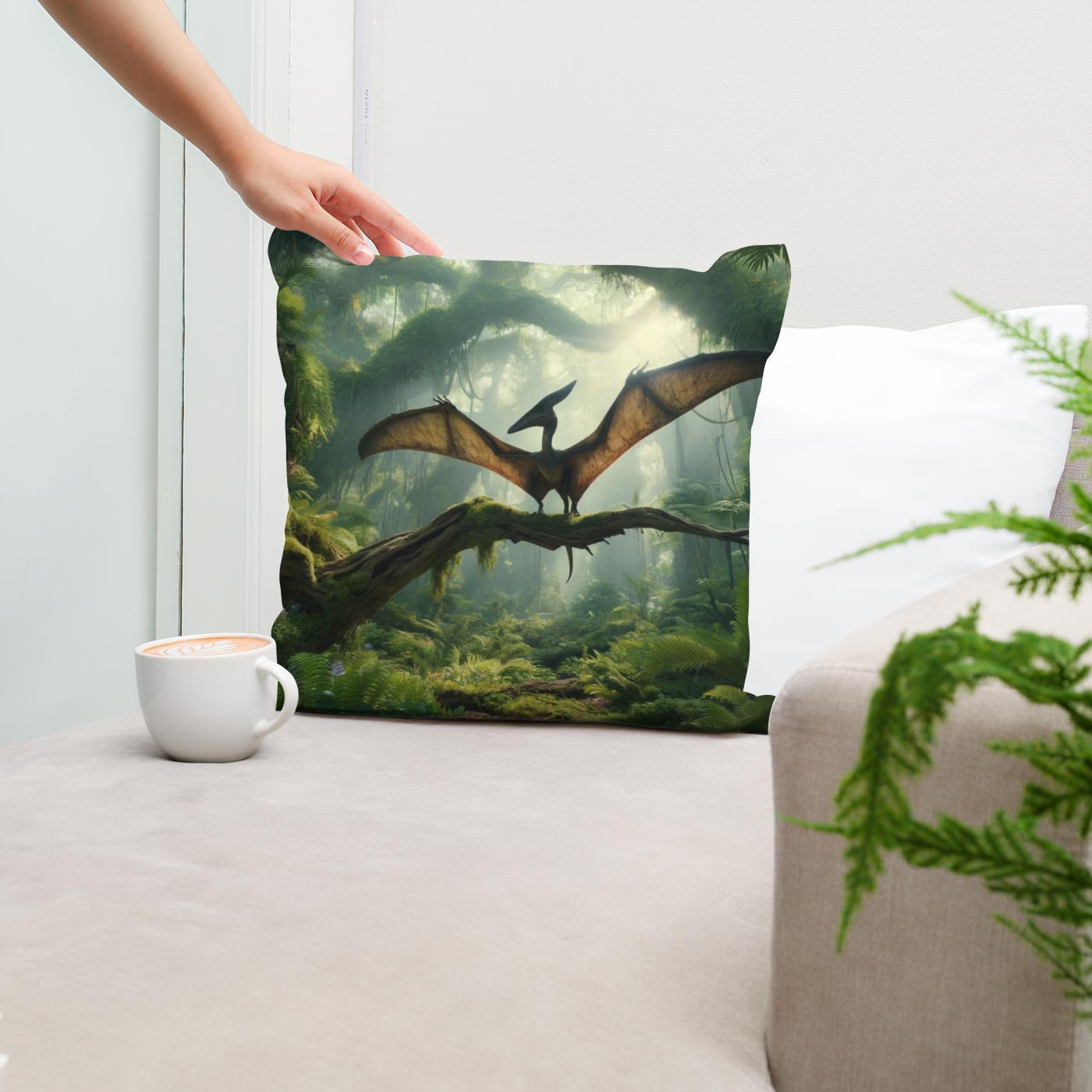 Forest Perch Pterodactyl Cotton Cushion