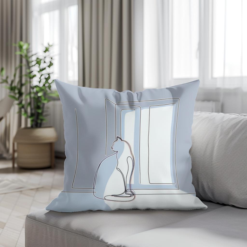 Sunlit Feline Grace Cotton Cushion