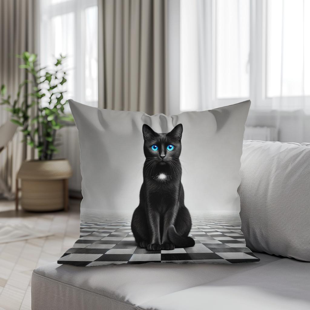 Midnight Blue Gaze Cotton Cushion