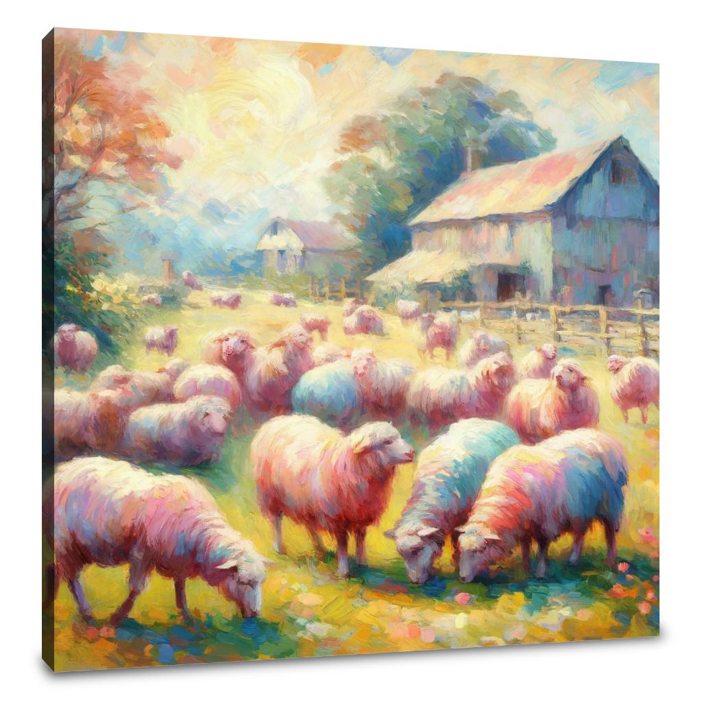 Pastoral Harmony Sheep Canvas