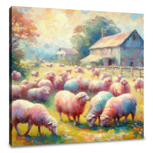 Pastoral Harmony Sheep Canvas