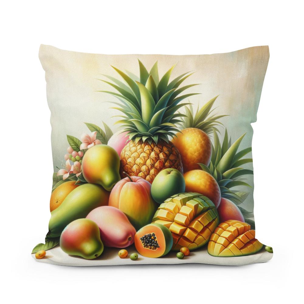 Tropical Fruit Serenade Cotton Cushion